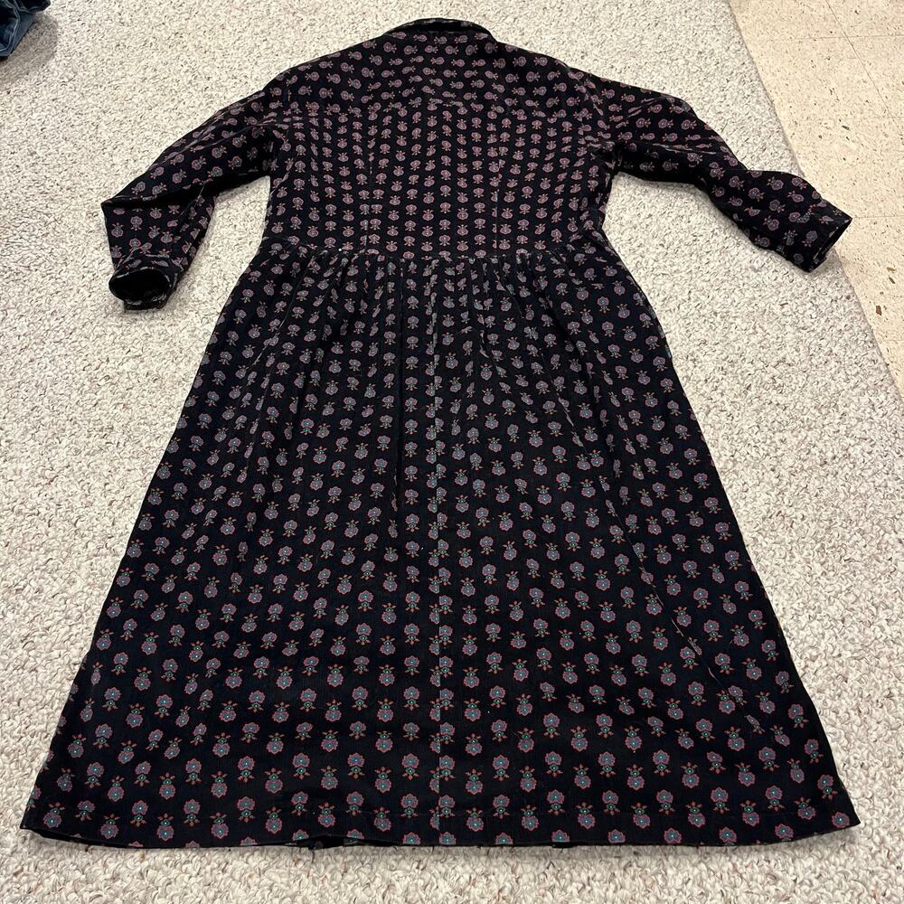Eddie Bauer Floral Corduroy Long Sleeve Shirt Dress L Cottagecore Casual - Picture 6 of 6